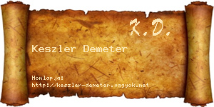 Keszler Demeter névjegykártya
